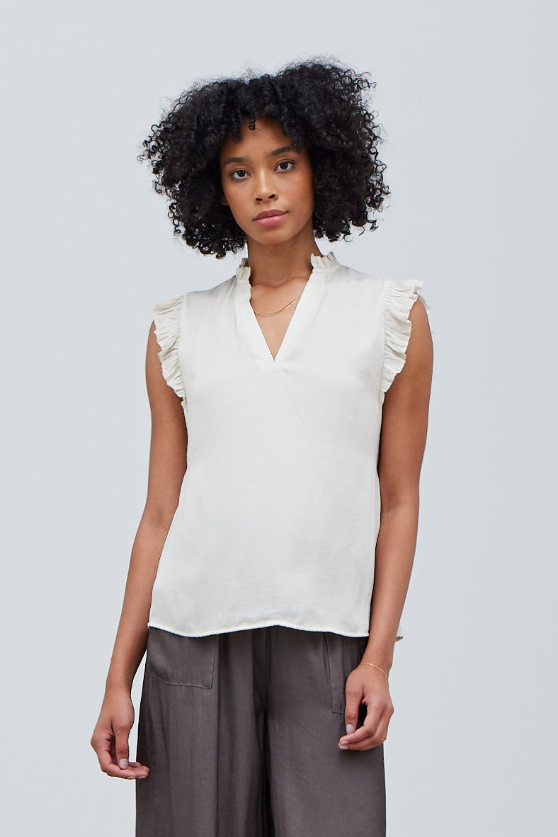 Ruffle Sleeve Gauze Shirt-How Cute is That? Boutique