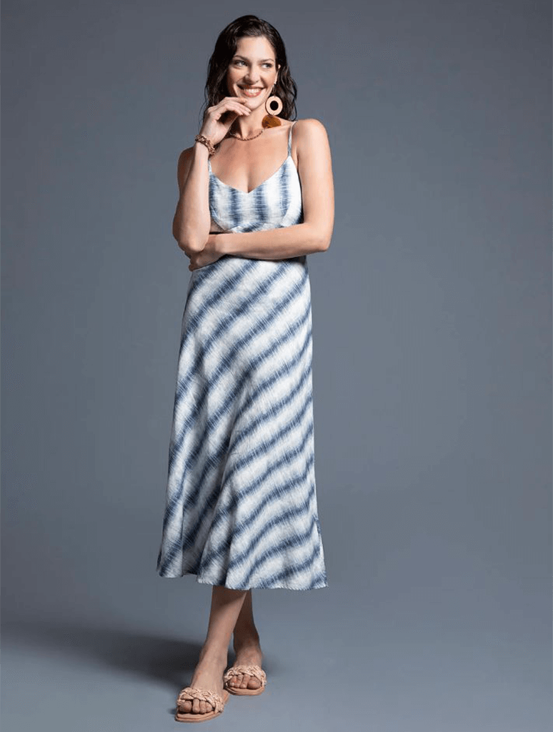 Nelia Dress in Ombre Ocean Stripe