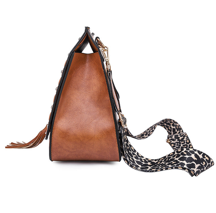 Vegan Leather Tassel Crossbody Purse