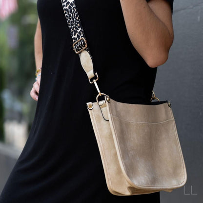 LEATHER Crossbody Purse with Leopard Straps