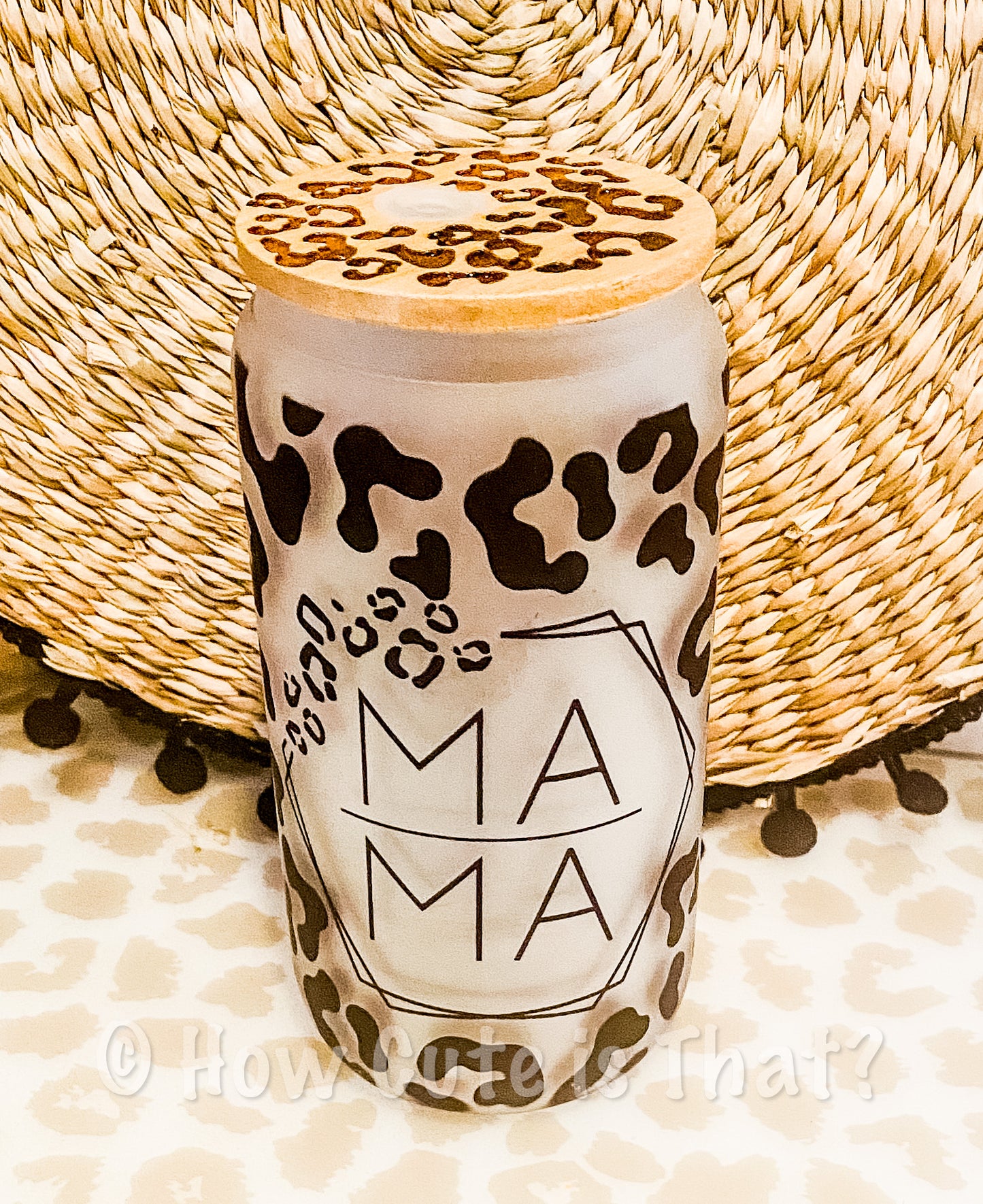 Black Leopard MAMA 16 oz Beer Can Glass Tumbler