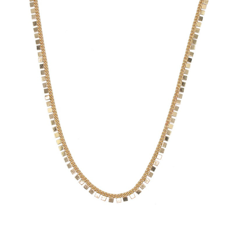 DOTTED SQUARE CHAIN CHOKER GOLD NECKLACE