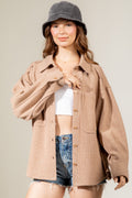 Solid Cozy Shirt Jacket
