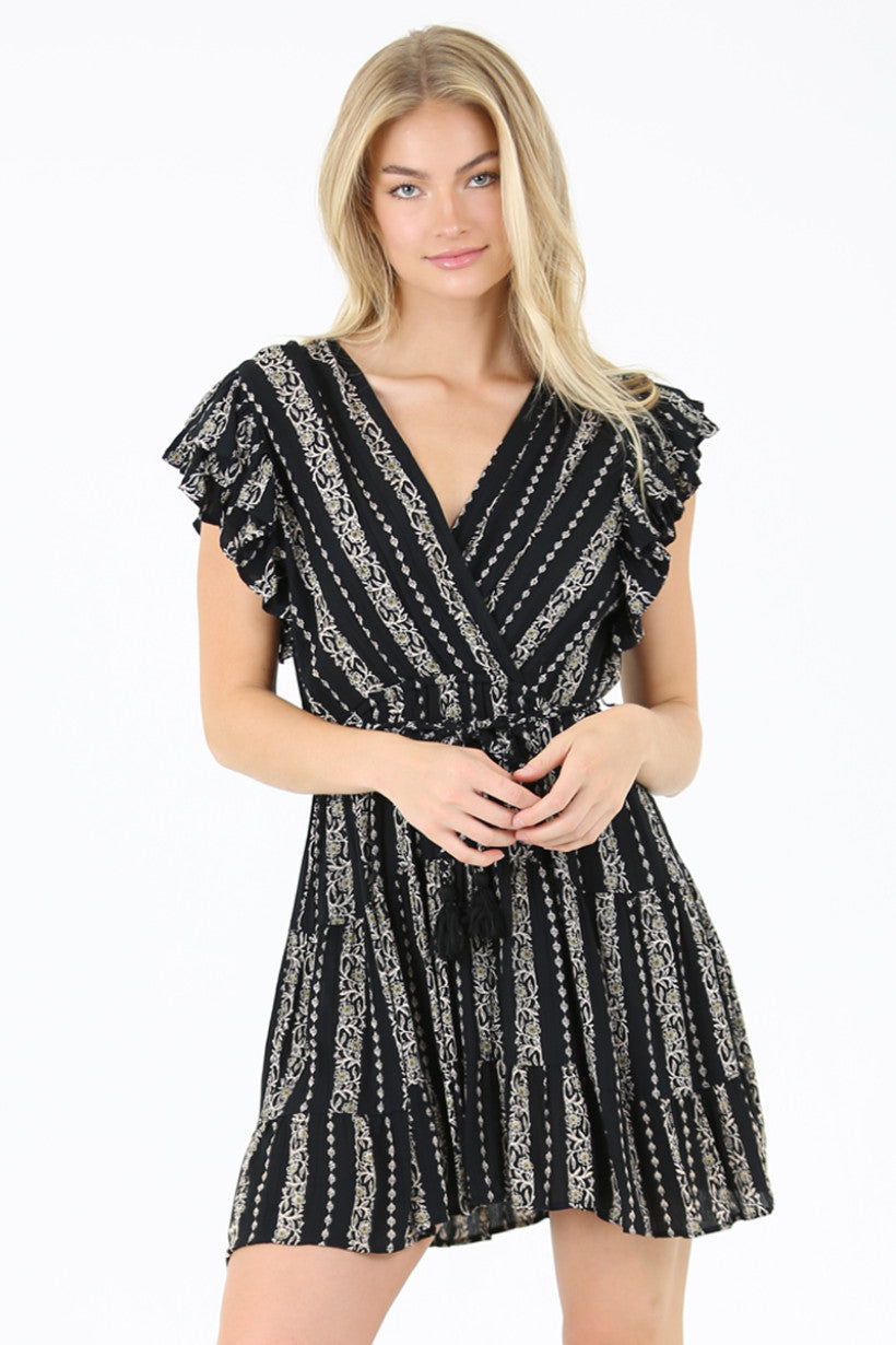 Black and Cream Floral Dress
