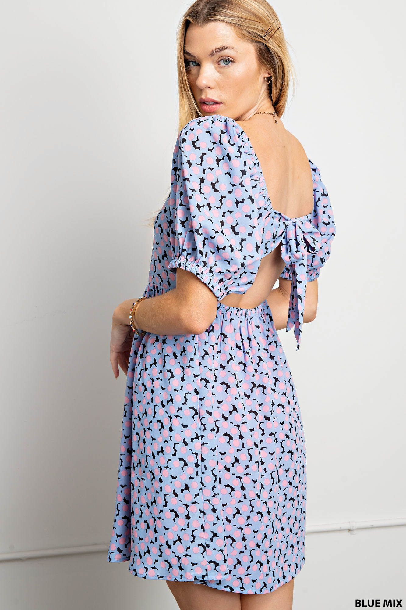 DAISY PUFF SLEEVES BABYDOLL DRESS