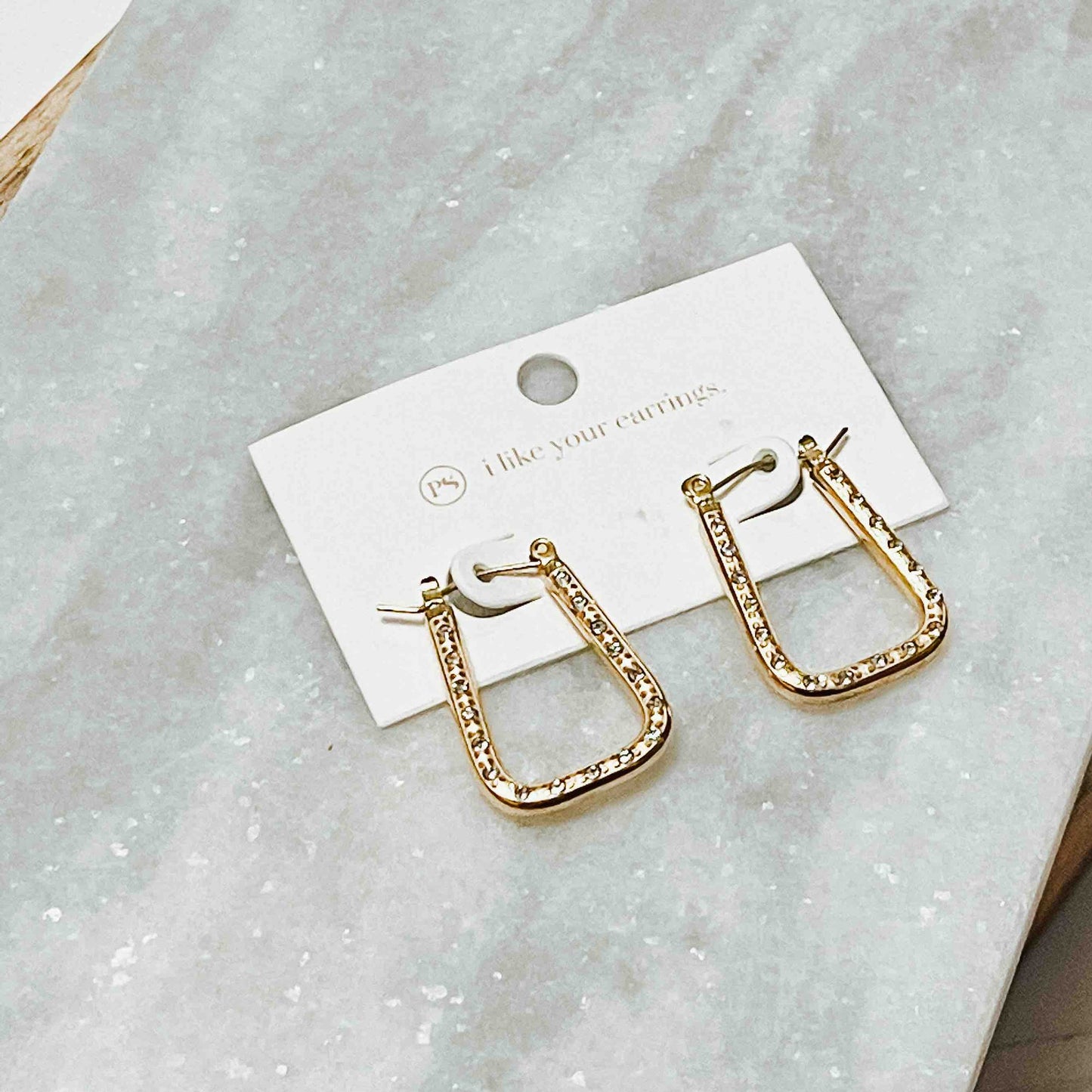 DIAMOND SQUARE HOOP EARRINGS *WATERPROOF*