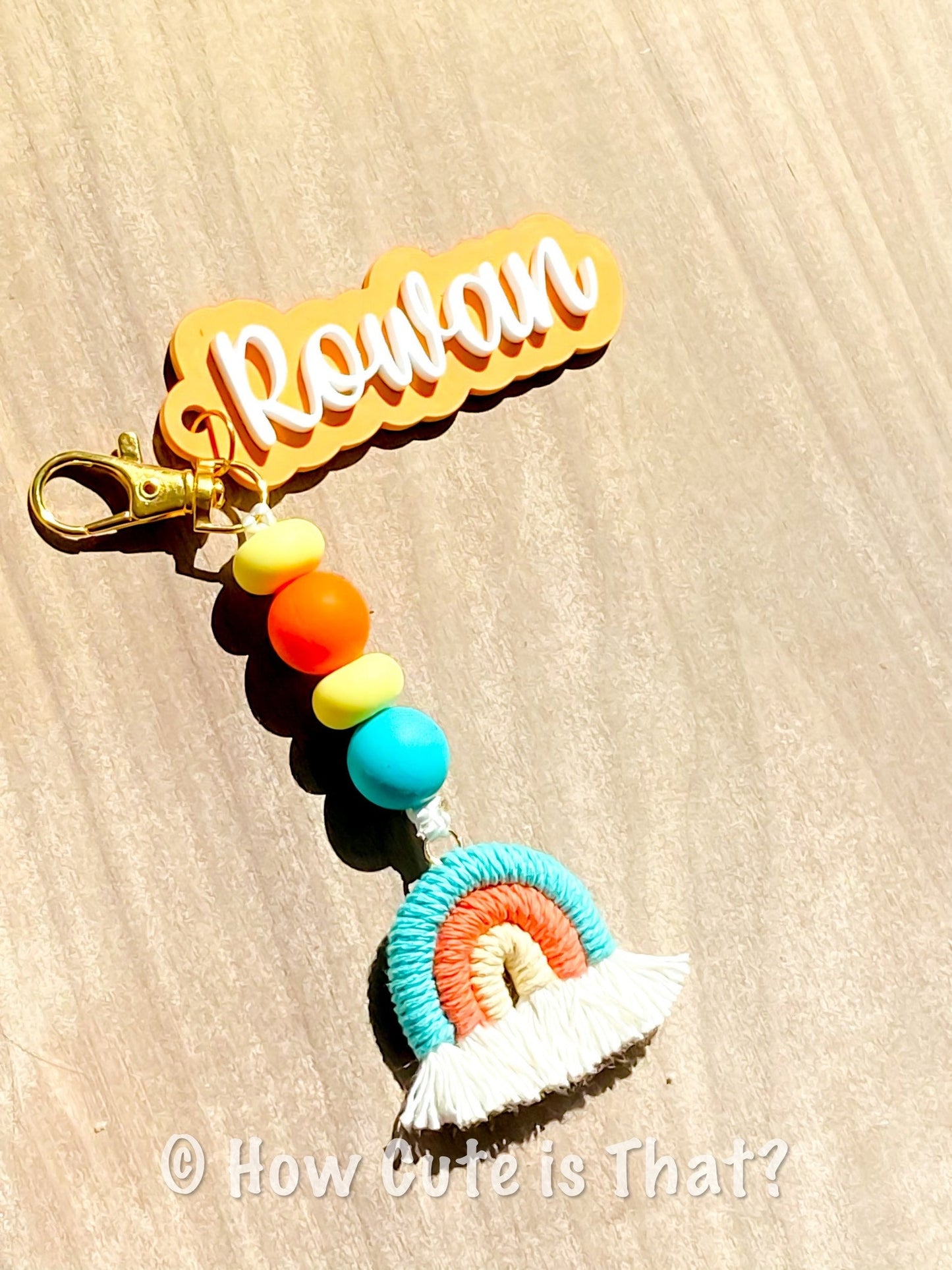 Macrame Rainbow with Custom Acrylic Name Keychain