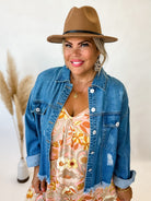 CHEYENNE DISTRESSED DENIM JACKET Shacket-How Cute is That? Boutique