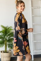 Satin Floral Print Dress
