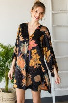 Satin Floral Print Dress